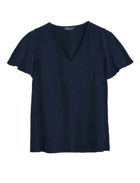 Buy V-Neck Flutter Sleeve Top at Marks & Spencer