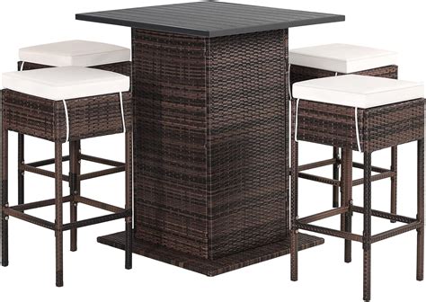 Amazon.com: Armen Living Grand Modern Outdoor Patio Bar Table and ...