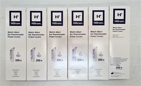 Lot - 6 x 200 Welch Allyn ear thermometer probe covers marked Hillrom