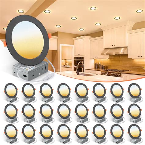 VOLISUN 24 Pack 6 inch Recessed Lighting, 5CCT LED Black Recessed Light ...