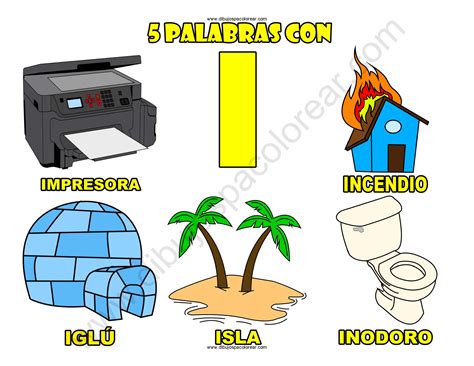 Cinco Palabras Con La Letra I Dibujo A Color Y Para Colorear ...