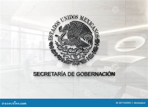 Escudo Nacional Mexicano on Glossy Office Wall Realistic Texture ...