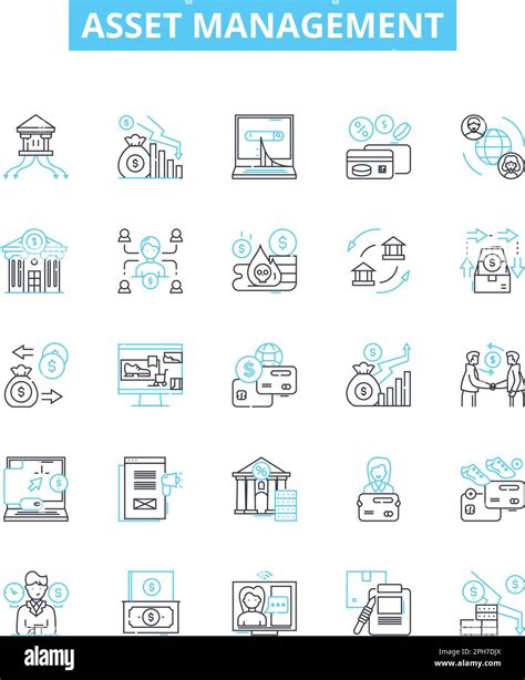 Asset management vector line icons set. Assets, Management, Investment ...