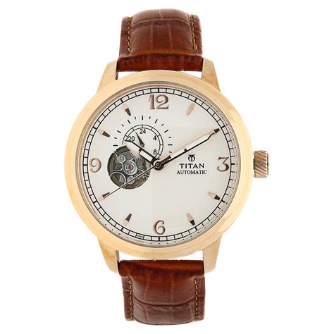 Buy Online Titan Automatic Dial White Automatic Strap Leather Strap ...