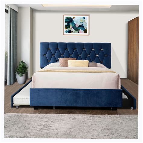 Latitude Run® BLUE QUEEN SIZE TRUNDLE PULL OUT DRAWERS STORAGE ...