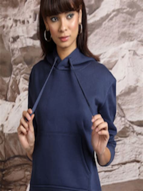 Buy Tokyo Talkies Navy Blue Hooded Sweatshirt - Sweatshirts for Women ...
