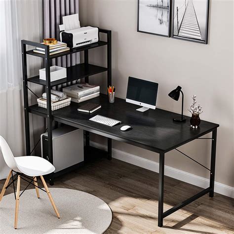 Buy Computer Desk 47" with Storage Shelves Bookshelf for Home Office ...