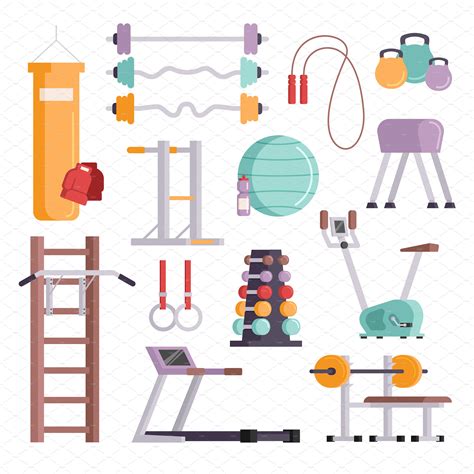 Vector gym equipment ~ Illustrations ~ Creative Market