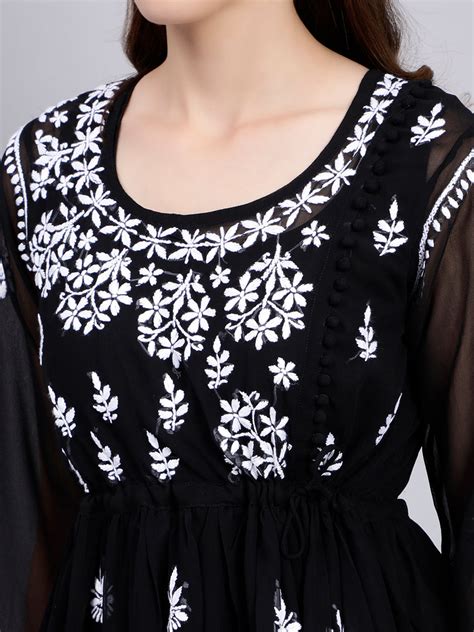 Seva Chikan Hand Embroidered Georgette Lucknowi Chikankari Top With Sl