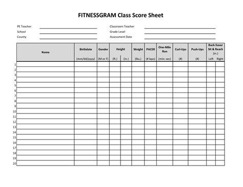 fitnessgram curl up score sheet | Excel templates, Templates ...