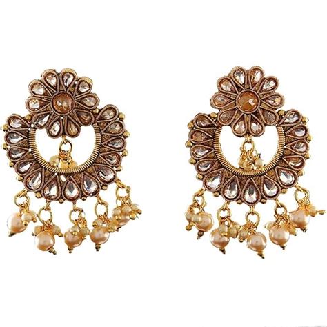 JewelryGift Fancy Design Chandbali Earrings Gold Plated Baali Kundal ...