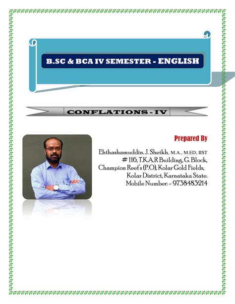IV Semester B.SC. BCA. English - Prepared By Ehthashamuddin. J. Sheikh ...