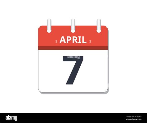April 7th calendar icon vector. Concept of schedule, business and tasks ...