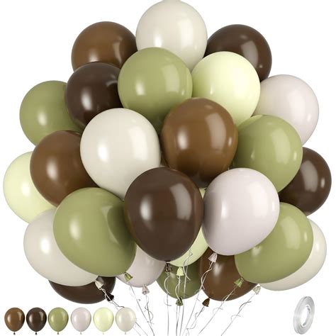 Amazon.com: Green and Brown Balloons, Green Brown White Balloons, Sage ...