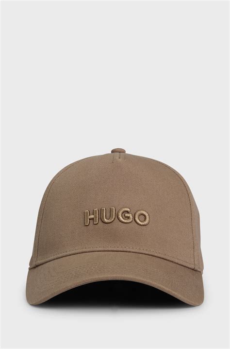 HUGO - Cotton-twill cap with logo on front and visor - Brown