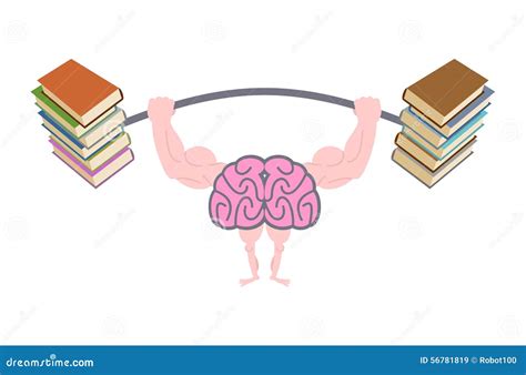 Strong Brain Concept. Line Style Brain Showing Muscle Arms. Cartoon Vector | CartoonDealer.com ...