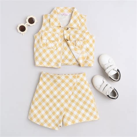 Shop Checks Printed Sleeves Pocket Detail Crop Jacket With Matching ...