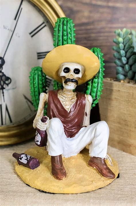 Ebros Day of The Dead El Borracho Drunk Desert Bandit Skeleton Statue 5 ...