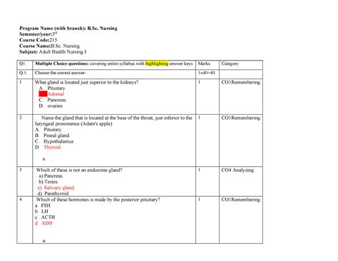 Mcqs - Program Name (with branch): B. Nursing Semester/year: 3 rd ...