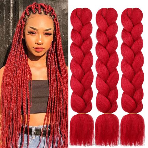 Red Single Braids MICRO BOX BRAIDS PERÜCKEN MIT 13*4