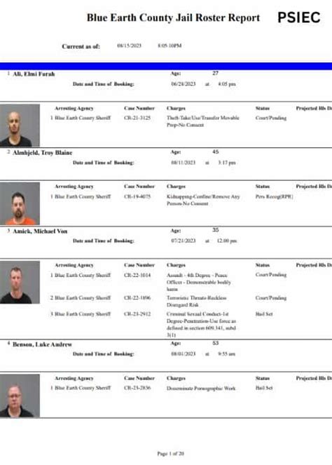 Blue Earth Mn County Jail Roster at Bill Eley blog
