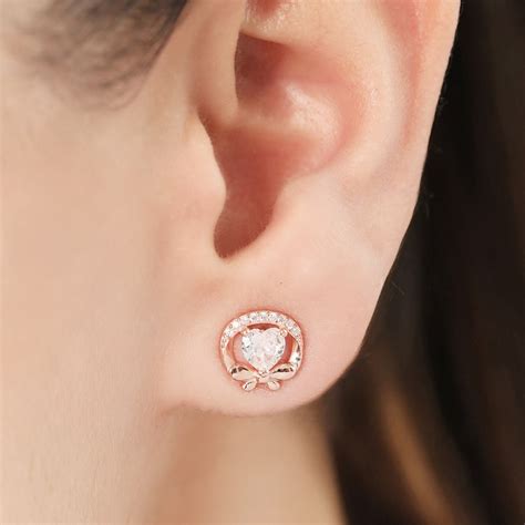 Buy Romantic Rose Gold Silver Women's Earrings Online – Zavya