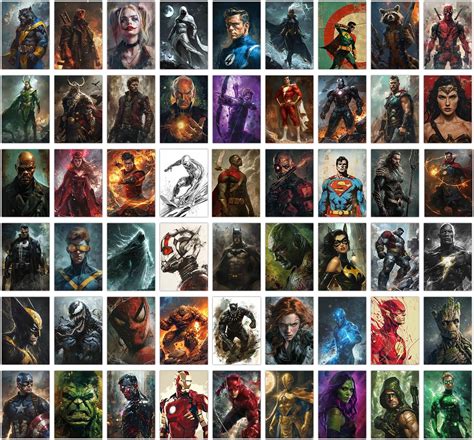 Wallgasm Superheroes Poster Set - Set of 54, 4 x 6 Inches Posters ...