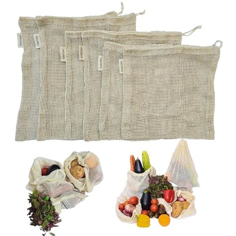 Buy NECAVU 100% Cotton Set of 6 Fridge Drawstring Bags | Eco-Friendly ...