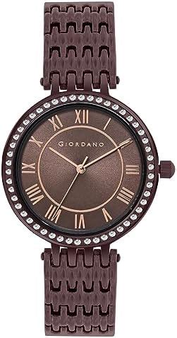 Giordano Eleganza Collection Round Analog Watch for Women, Diamond-Set ...