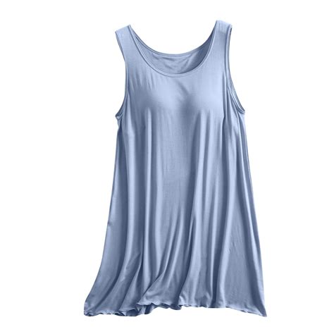 BLVB Womens Nightgown with Built in Bra Casual Soft Crewneck Sleeveless ...