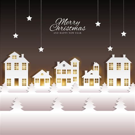 Christmas town in paper style | Free Vector