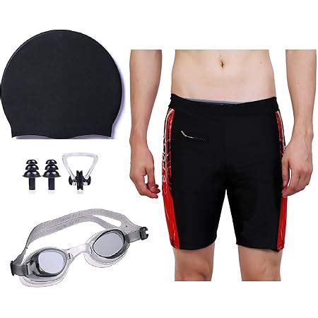 SportsFitt Men's Nylon Swimming Combo Kit of Regular Fit Swimming Short ...