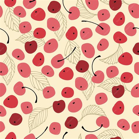 Premium Vector | Seamless repeating pattern with hand drawn cherries ...
