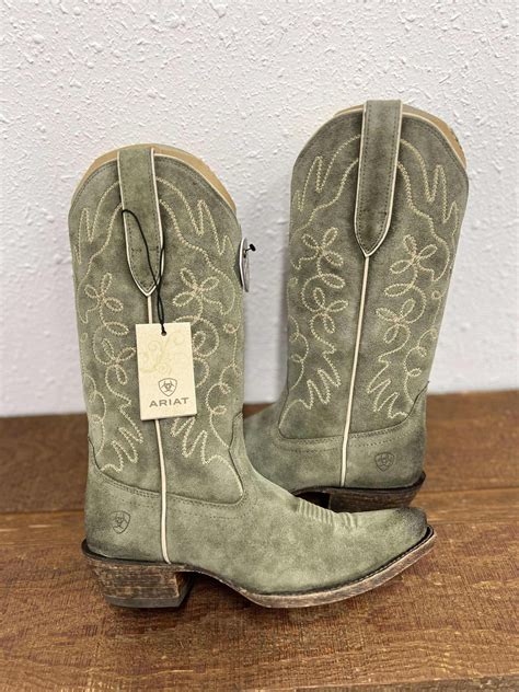 Women's Ariat Jukebox Western Boot in Soft Olive Suede - 8.5 B | Cute ...