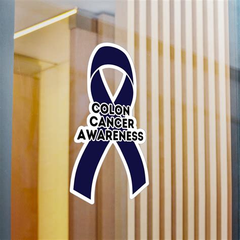 Colon Cancer Awareness Ribbon Vinyl Decal, Dark Blue Ribbon Car Sticker ...