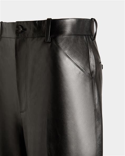 Men's High Waist Pants In Black Leather | Bally