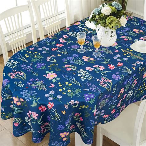 Amazon.com: Azxsdrf Blue Flowers Oval Tablecloth 60x84in for Oval Table ...
