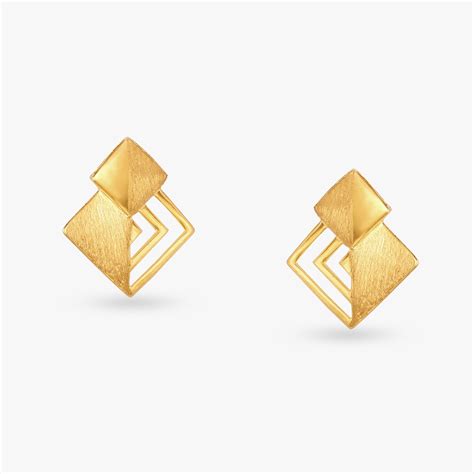Dimensional Gold Stud Earrings