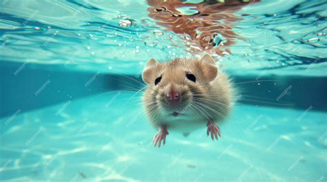 Premium Photo | Funny moment captured rat in swimming pool does deep dive
