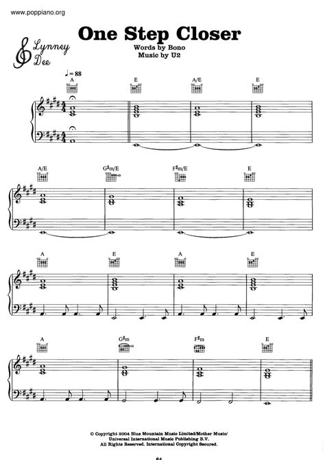 U2-One Step Closer Sheet Music pdf, - Free Score Download ★
