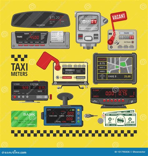 Taximeter Vector Cab Car Fare Taxi Meter Device Equipment Measurement ...