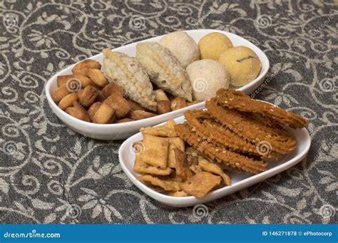 Diwali Indian Food Snacks and Sweets Stock Photo - Image of diya ...