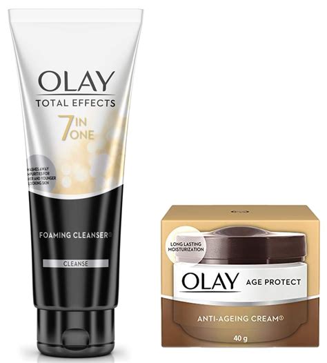 Olay Age Protect Anti-ageing Cream, 40g & Olay Face Wash Total Effects ...