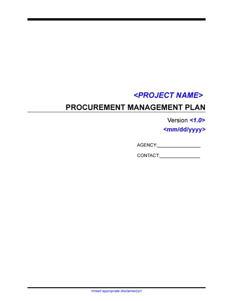 Image result for Procurement Project Management Plan Template Sample