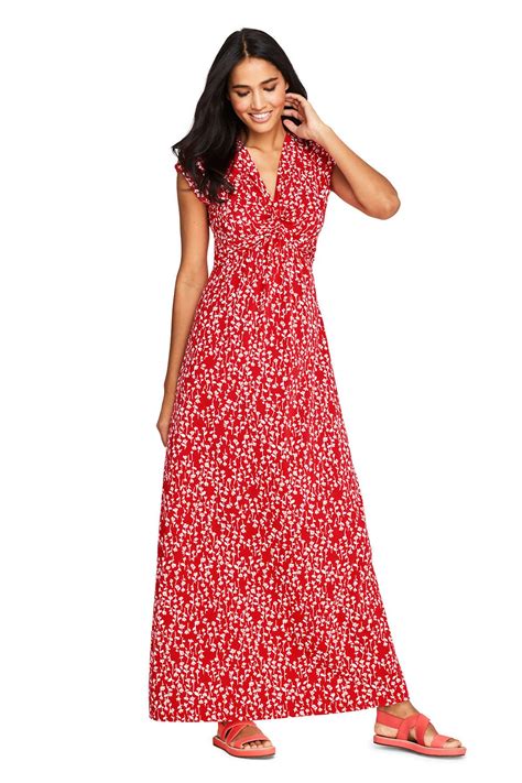 Women's Cap Sleeve Knot Front Maxi Dress from Lands' End | Maxi dress ...