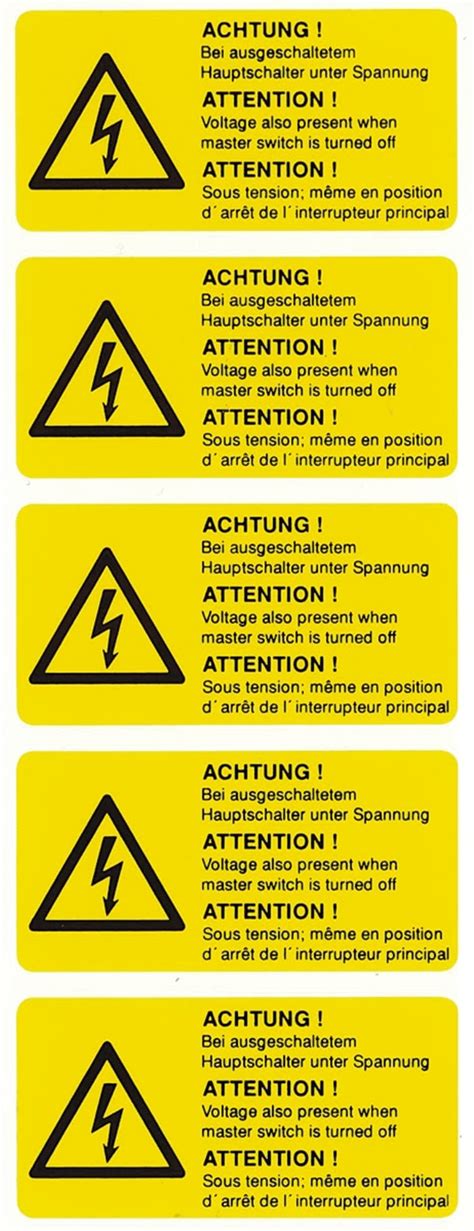 ESSW19052 Idento | Idento Yellow PVC Safety Labels, ACHTUNG! Bei ...