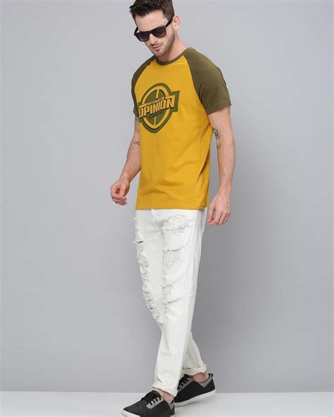 Buy Men's Yellow Color Block T-shirt for Men Yellow Online at Bewakoof