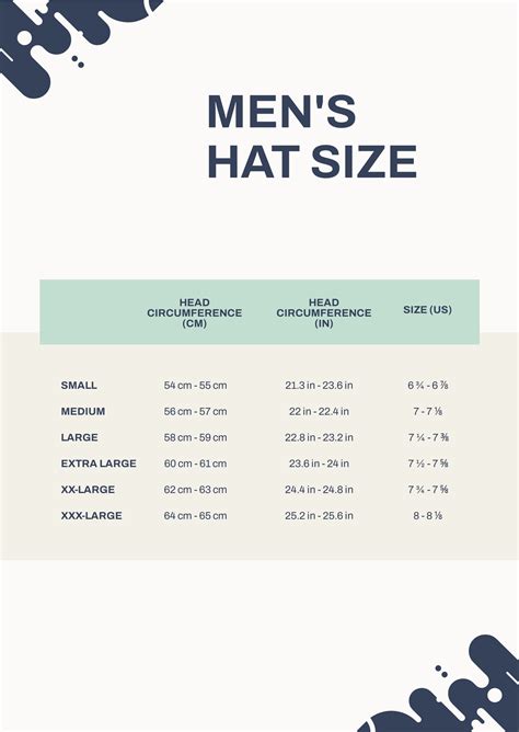 Mens Hat Size Chart in PDF - Download | Template.net