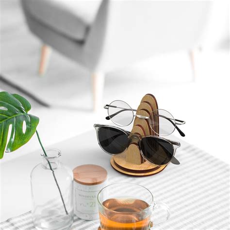 Oak Double Glasses Holder, Eye Glasses Stand, Sunglasses Stand, Desk ...