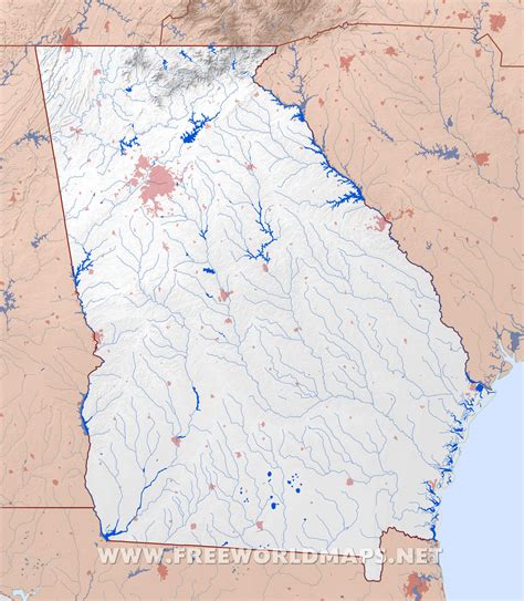 Physical map of Georgia